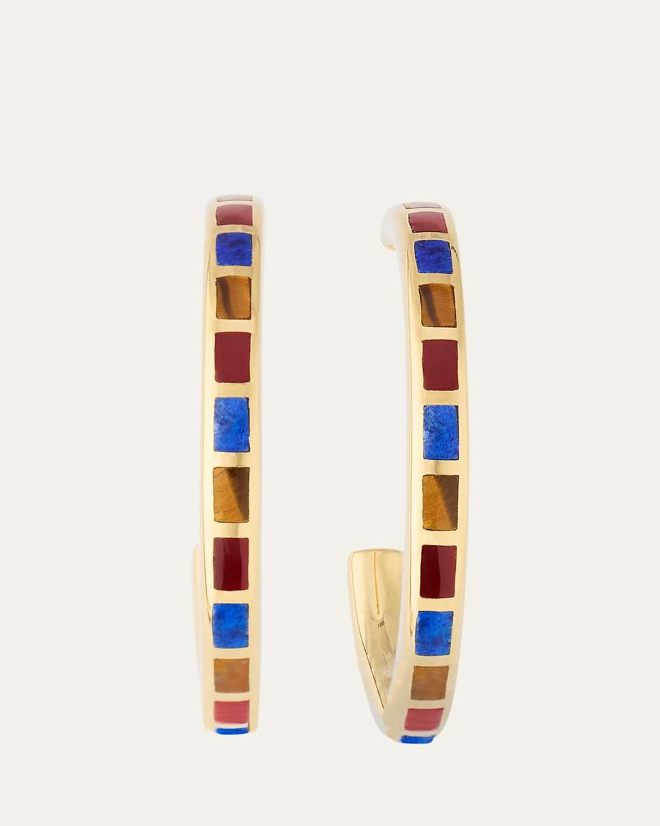 Dash Rectangle Gemstone Hoop Earrings